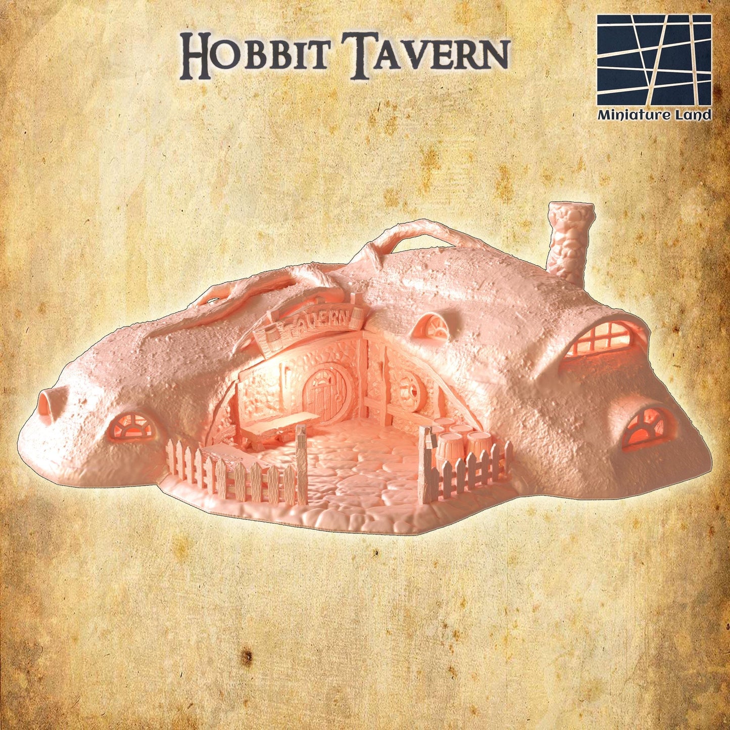 Hobbit Tavern - Tabletop Terrain - 28 MM, Tabletop 3D Printed Terrain by MiniatureLand, Perfect for Wargaming and RPGs