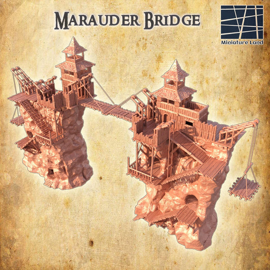 Marauder Bridge - Tabletop Terrain - 28 MM, Tabletop 3D Printed Terrain by MiniatureLand, Perfect for Wargaming and RPGs