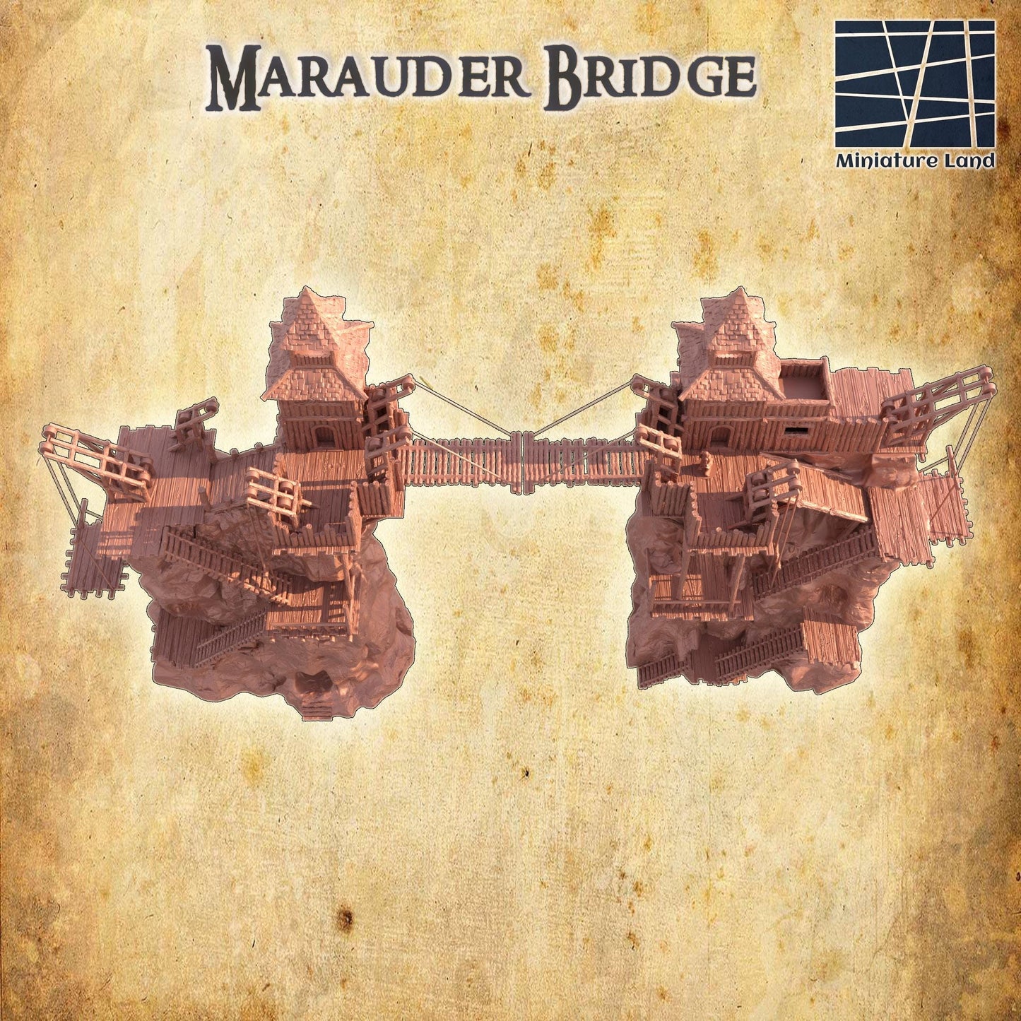 Marauder Bridge - Tabletop Terrain - 28 MM, Tabletop 3D Printed Terrain by MiniatureLand, Perfect for Wargaming and RPGs