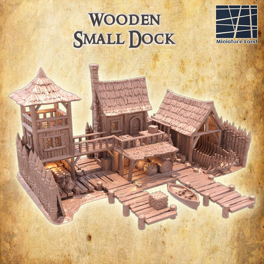 Small Wooden Dock - Tabletop Terrain - 28 MM, Tabletop 3D Printed Terrain by MiniatureLand, Perfect for Wargaming and RPGs