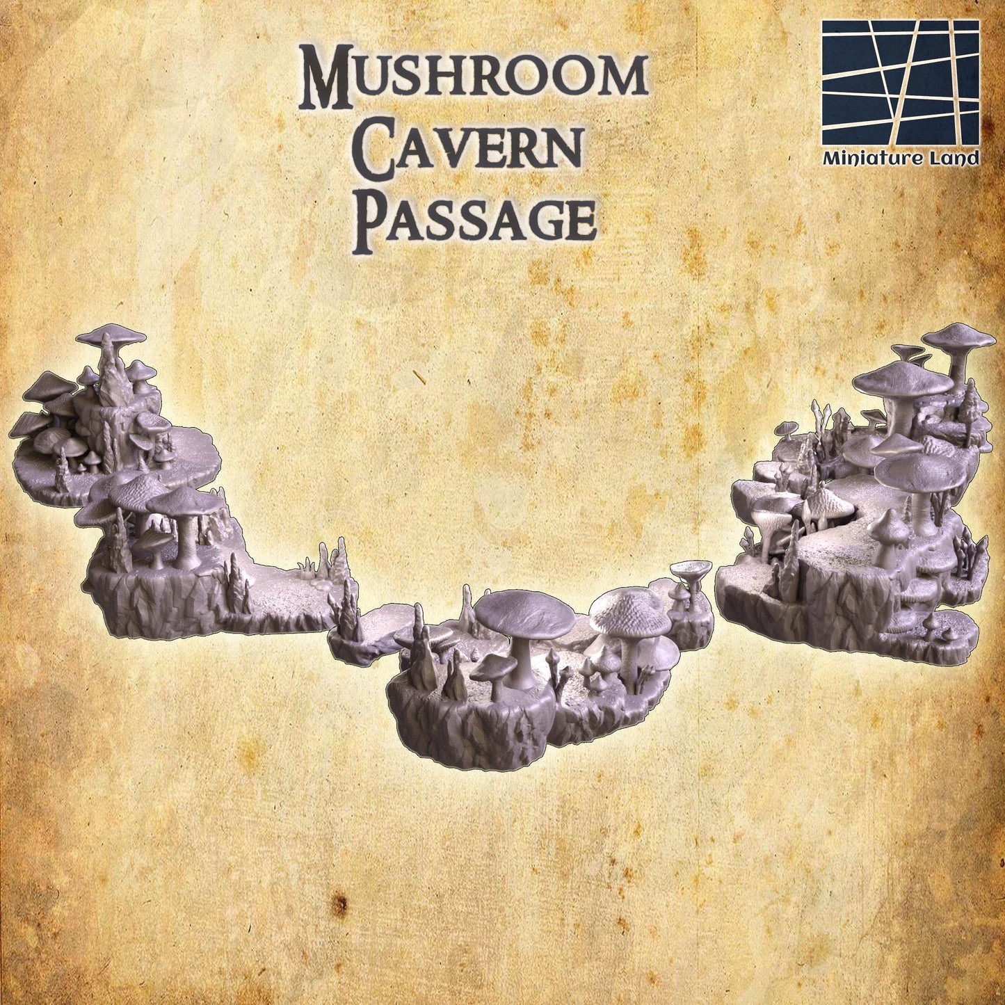 Mushroom Cavern Passage - Tabletop Terrain - 28 MM, Tabletop 3D Printed Terrain by MiniatureLand, Perfect for Wargaming and RPGs