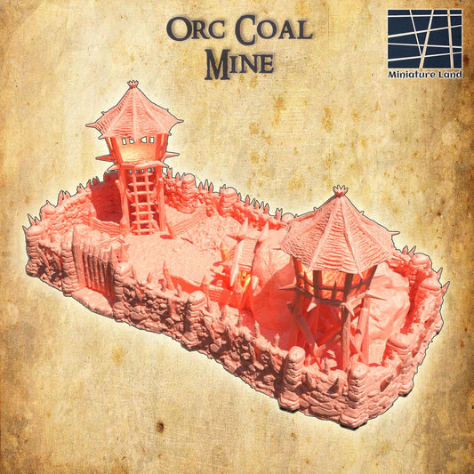 Orc Coal Mine - Tabletop Terrain - 28 MM, Tabletop 3D Printed Terrain by MiniatureLand, Perfect for Wargaming and RPGs