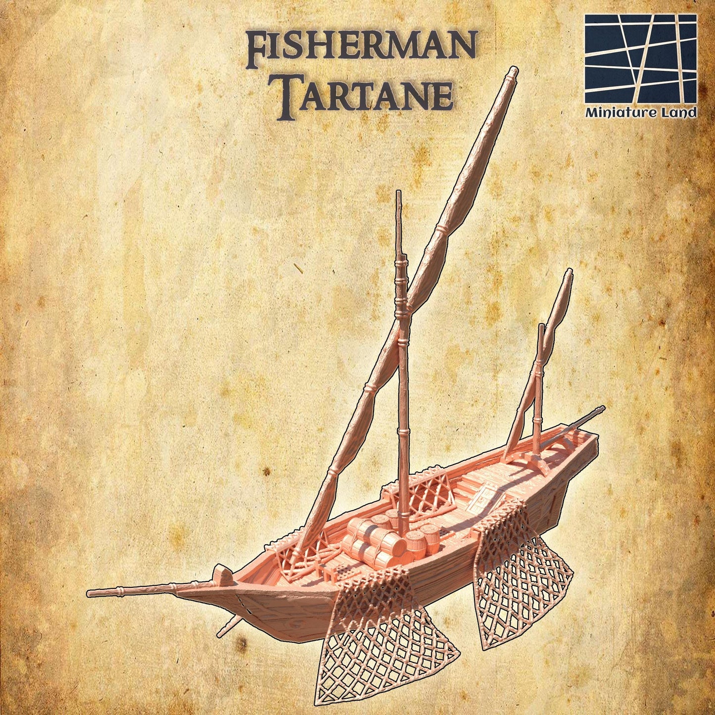 Fisherman Tartane - Tabletop Terrain - 28 MM, Tabletop 3D Printed Terrain by MiniatureLand, Perfect for Wargaming and RPGs