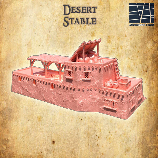 Desert Stable - Tabletop Terrain - 28 MM, Tabletop 3D Printed Terrain by MiniatureLand, Perfect for Wargaming and RPGs