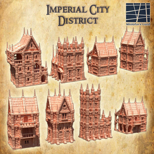 Imperial City District - Tabletop Terrain - 28 MM, Tabletop 3D Printed Terrain by MiniatureLand, Perfect for Wargaming and RPGs