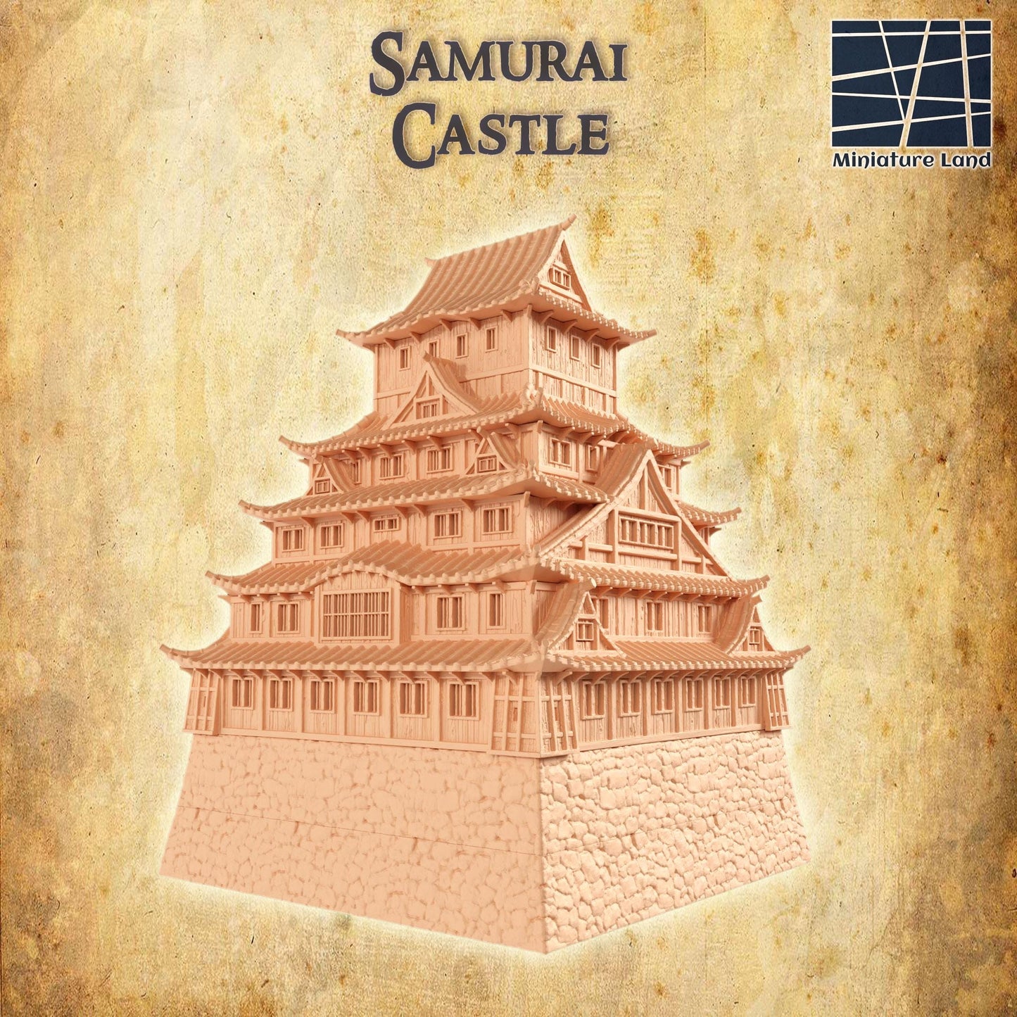Samurai Castle - Tabletop Terrain - 28 MM, Tabletop 3D Printed Terrain by MiniatureLand, Perfect for Wargaming and RPGs