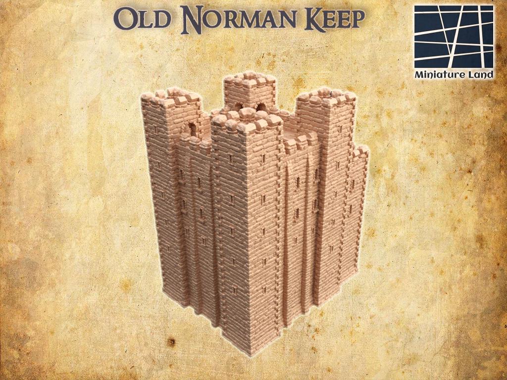 Old Norman Keep - Tabletop Terrain - 28 MM, Tabletop 3D Printed Terrain by MiniatureLand, Perfect for Wargaming and RPGs