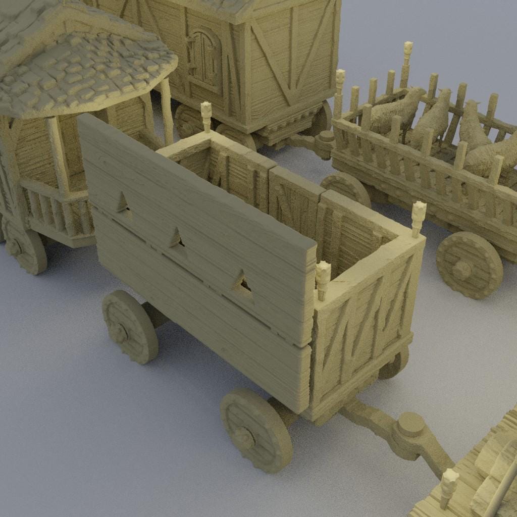 Convoy of Settlers - Tabletop Terrain - 28 MM, Tabletop 3D Printed Terrain by MiniatureLand, Perfect for Wargaming and RPGs