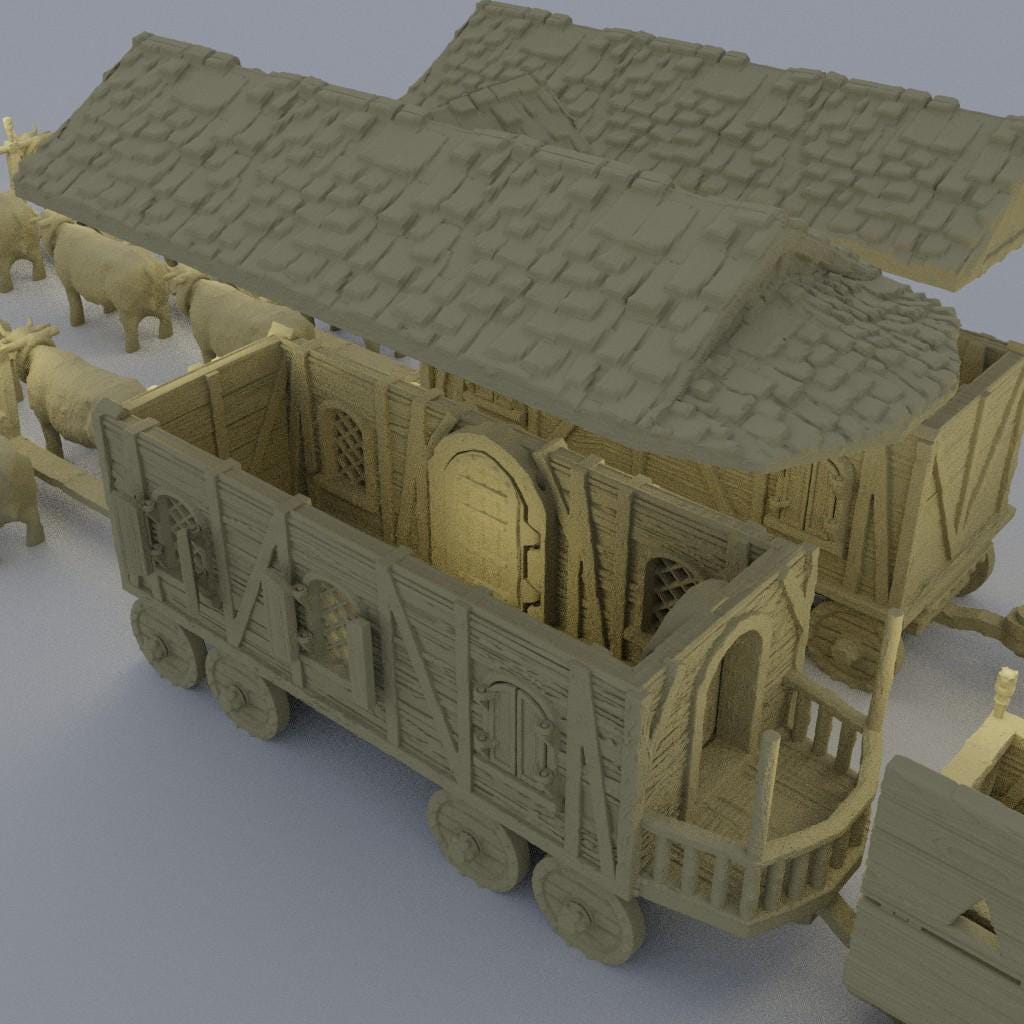 Convoy of Settlers - Tabletop Terrain - 28 MM, Tabletop 3D Printed Terrain by MiniatureLand, Perfect for Wargaming and RPGs