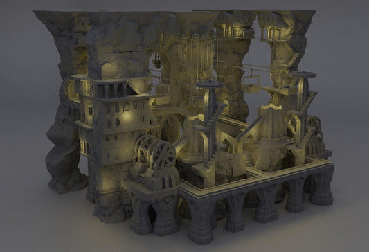 Dwarf Forge Complex - Tabletop Terrain - 28 MM, Tabletop 3D Printed Terrain by MiniatureLand, Perfect for Wargaming and RPGs