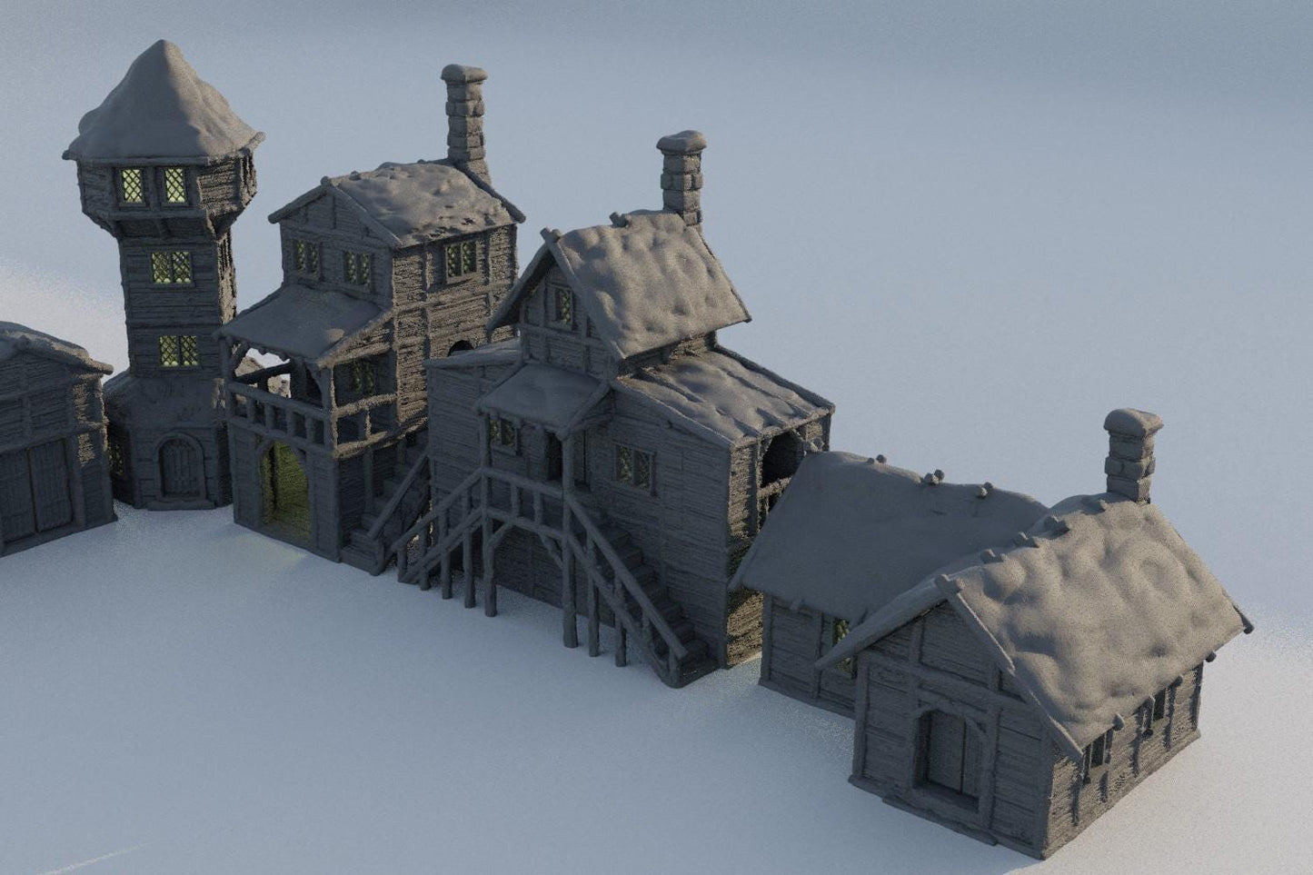 Winter Forest Village - Tabletop Terrain - 28 MM, Tabletop 3D Printed Terrain by MiniatureLand, Perfect for Wargaming and RPGs