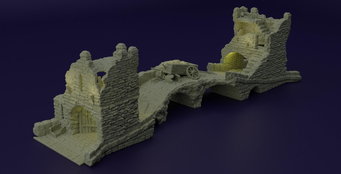 Abandoned Patrol Bridge - Tabletop Terrain - 28 MM, Tabletop 3D Printed Terrain by MiniatureLand, Perfect for Wargaming and RPGs