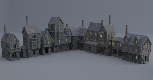 Modular Town District - Tabletop Terrain - 28 MM, Tabletop 3D Printed Terrain by MiniatureLand, Perfect for Wargaming and RPGs