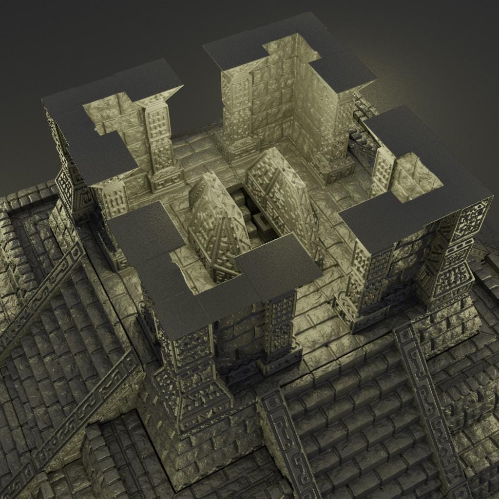 Small Jungle Temple - Tabletop Terrain - 28 MM, Tabletop 3D Printed Terrain by MiniatureLand, Perfect for Wargaming and RPGs