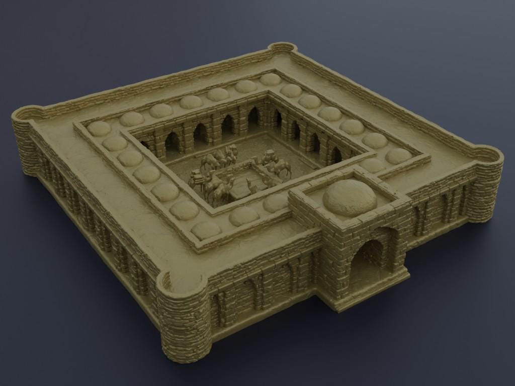 Desert Caravanserai - Tabletop Terrain - 28 MM, Tabletop 3D Printed Terrain by MiniatureLand, Perfect for Wargaming and RPGs