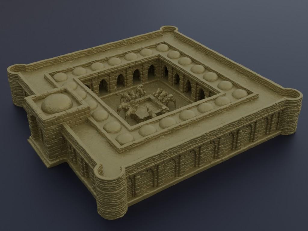 Desert Caravanserai - Tabletop Terrain - 28 MM, Tabletop 3D Printed Terrain by MiniatureLand, Perfect for Wargaming and RPGs