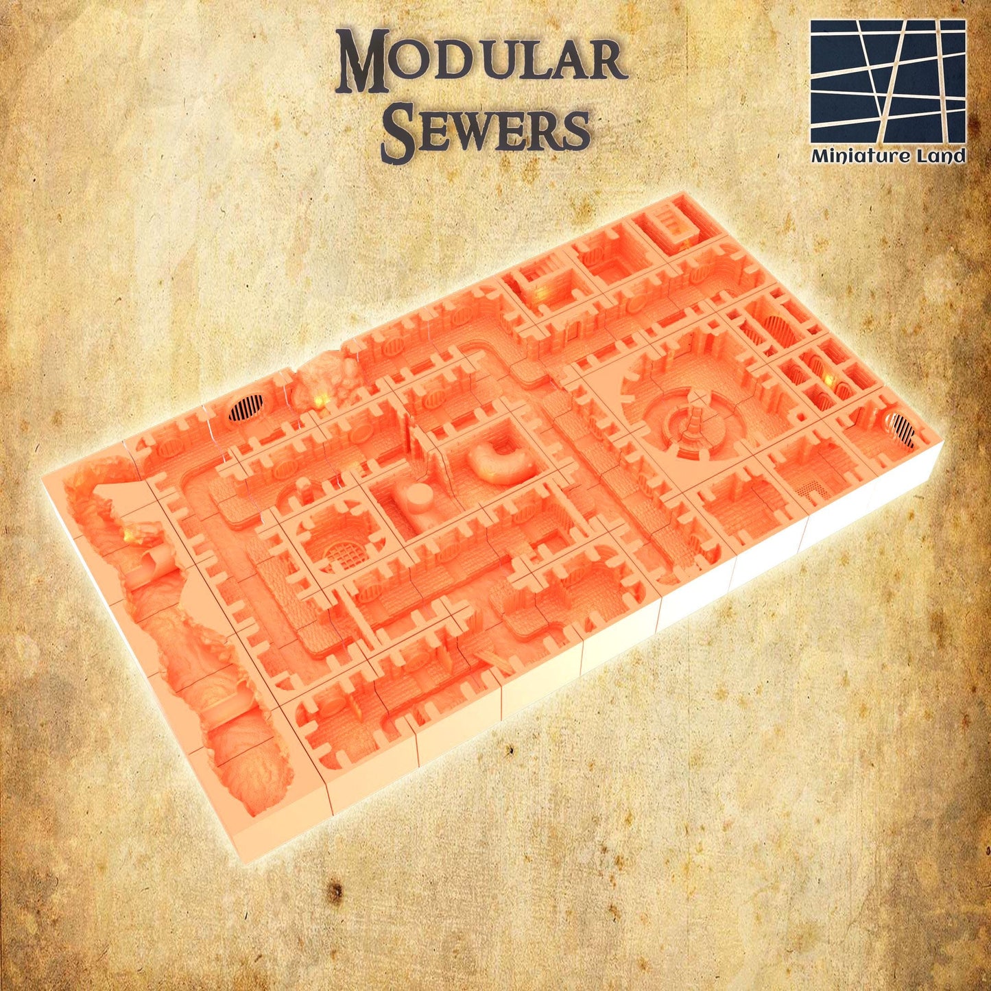 Modular Imperial Sewers - Tabletop Terrain - 28 MM Tabletop 3D Printed Terrain by MiniatureLand, Perfect for Wargaming and RPGs