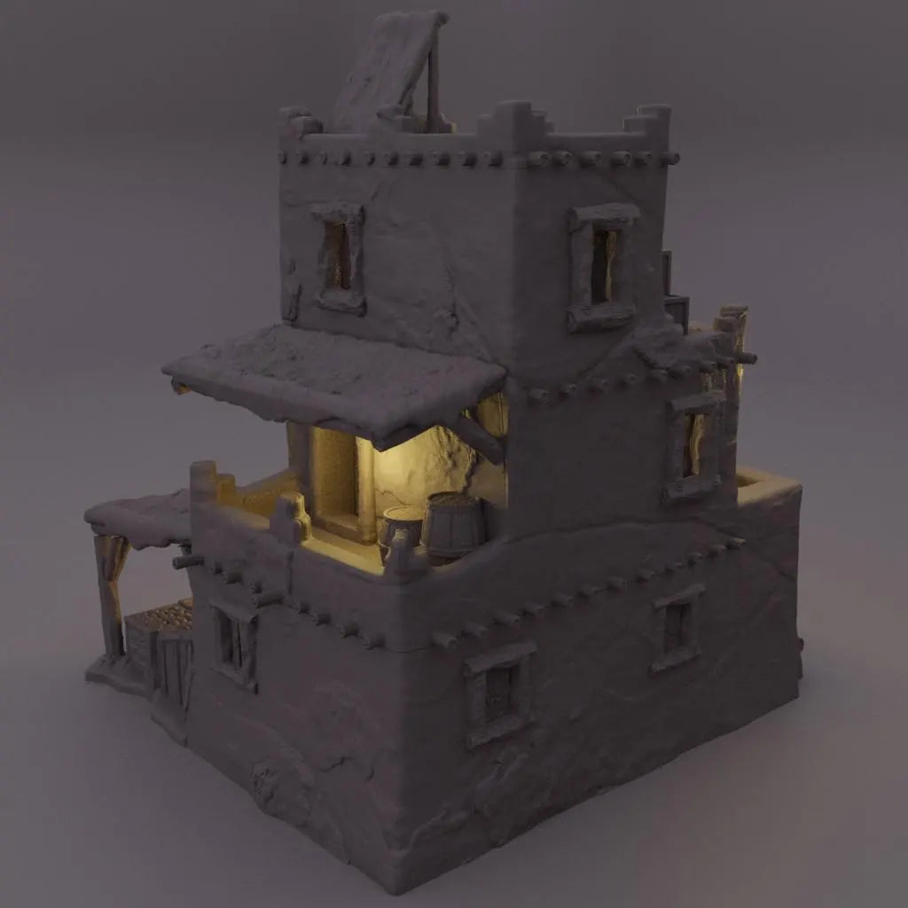 Arabian Merchant House - Tabletop Terrain - 28 MM Tabletop 3D Printed Terrain by MiniatureLand, Perfect for Wargaming and RPGs