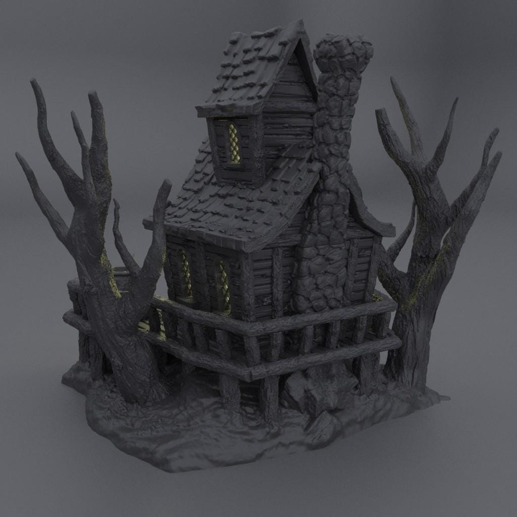 Witch Hut - Tabletop Terrain - 28 MM, Tabletop 3D Printed Terrain by MiniatureLand, Perfect for Wargaming and RPGs