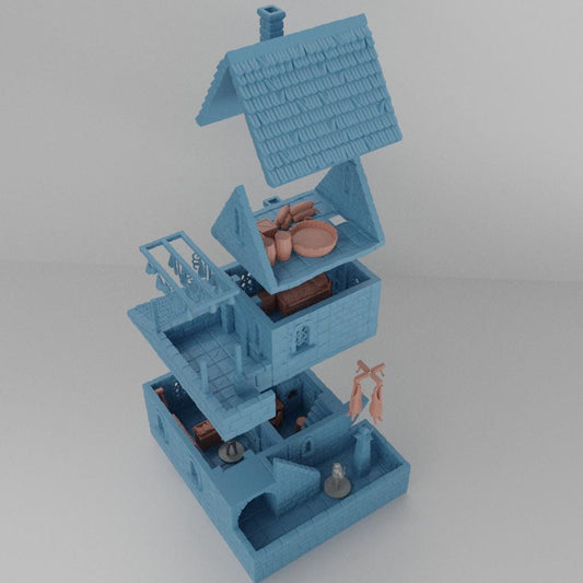 Medieval Butcher House - Tabletop Terrain - 28 MM, Tabletop 3D Printed Terrain by MiniatureLand, Perfect for Wargaming and RPGs