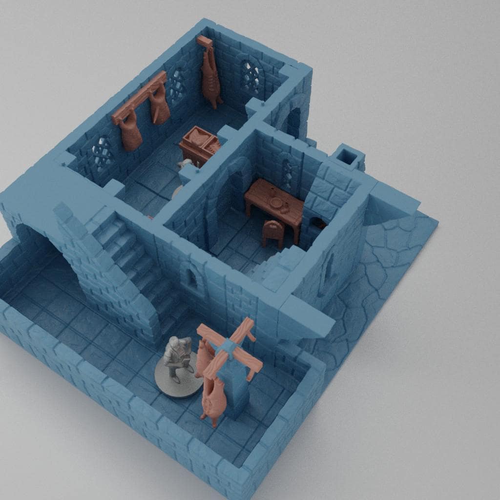 Medieval Butcher House - Tabletop Terrain - 28 MM, Tabletop 3D Printed Terrain by MiniatureLand, Perfect for Wargaming and RPGs