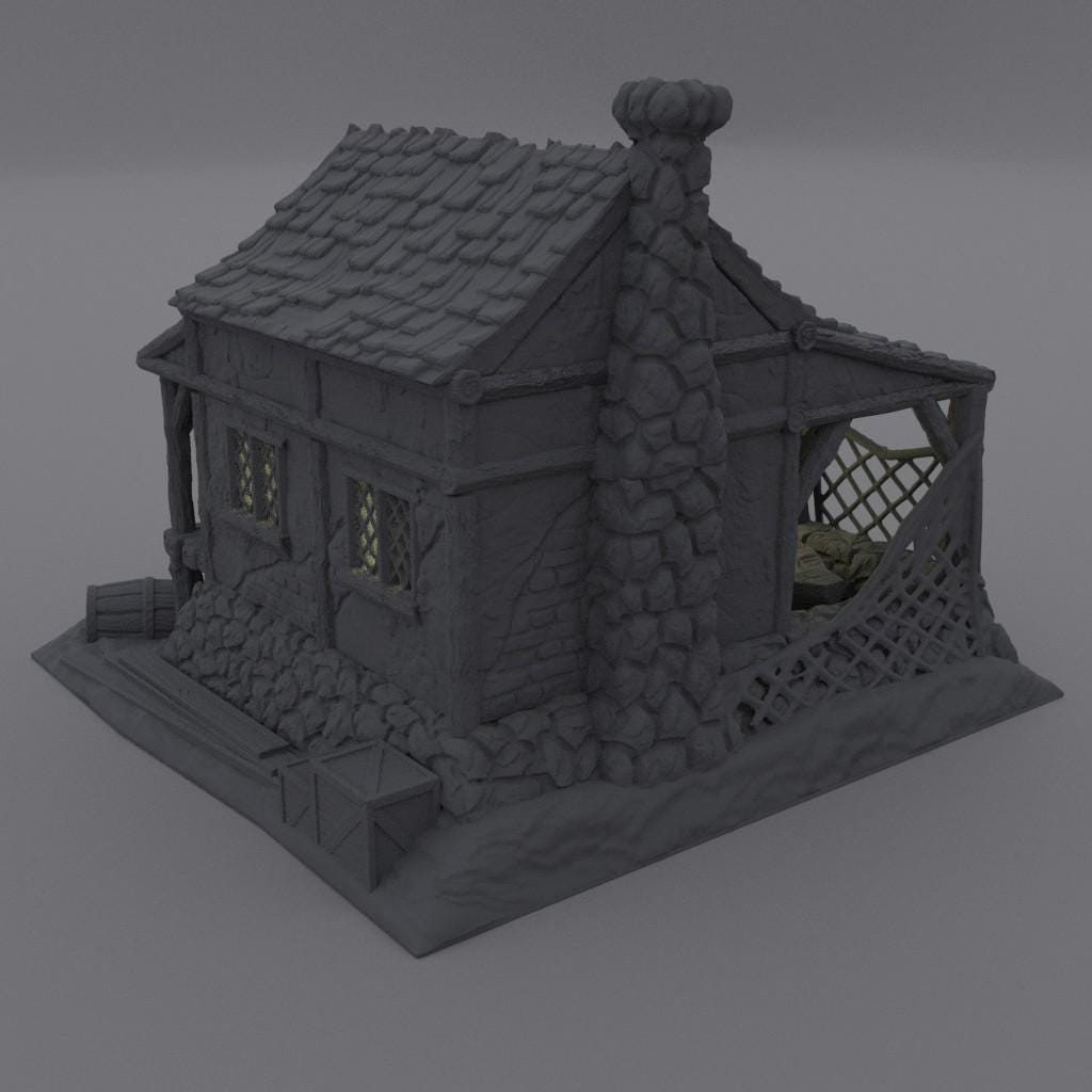 Seaside Shack - Tabletop Terrain - 28 MM, Tabletop 3D Printed Terrain by MiniatureLand, Perfect for Wargaming and RPGs