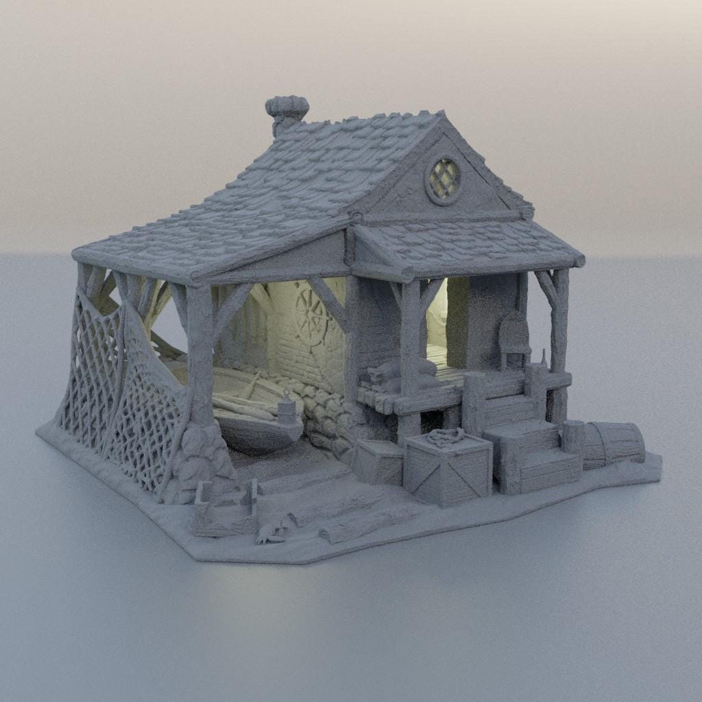 Seaside Shack - Tabletop Terrain - 28 MM, Tabletop 3D Printed Terrain by MiniatureLand, Perfect for Wargaming and RPGs