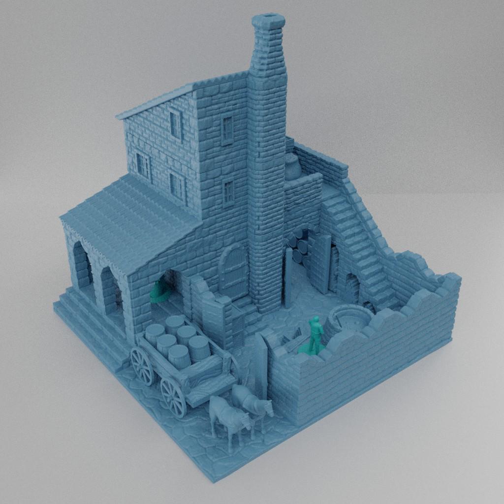 Brewery - Tabletop Terrain - 28 MM, Tabletop 3D Printed Terrain by MiniatureLand, Perfect for Wargaming and RPGs