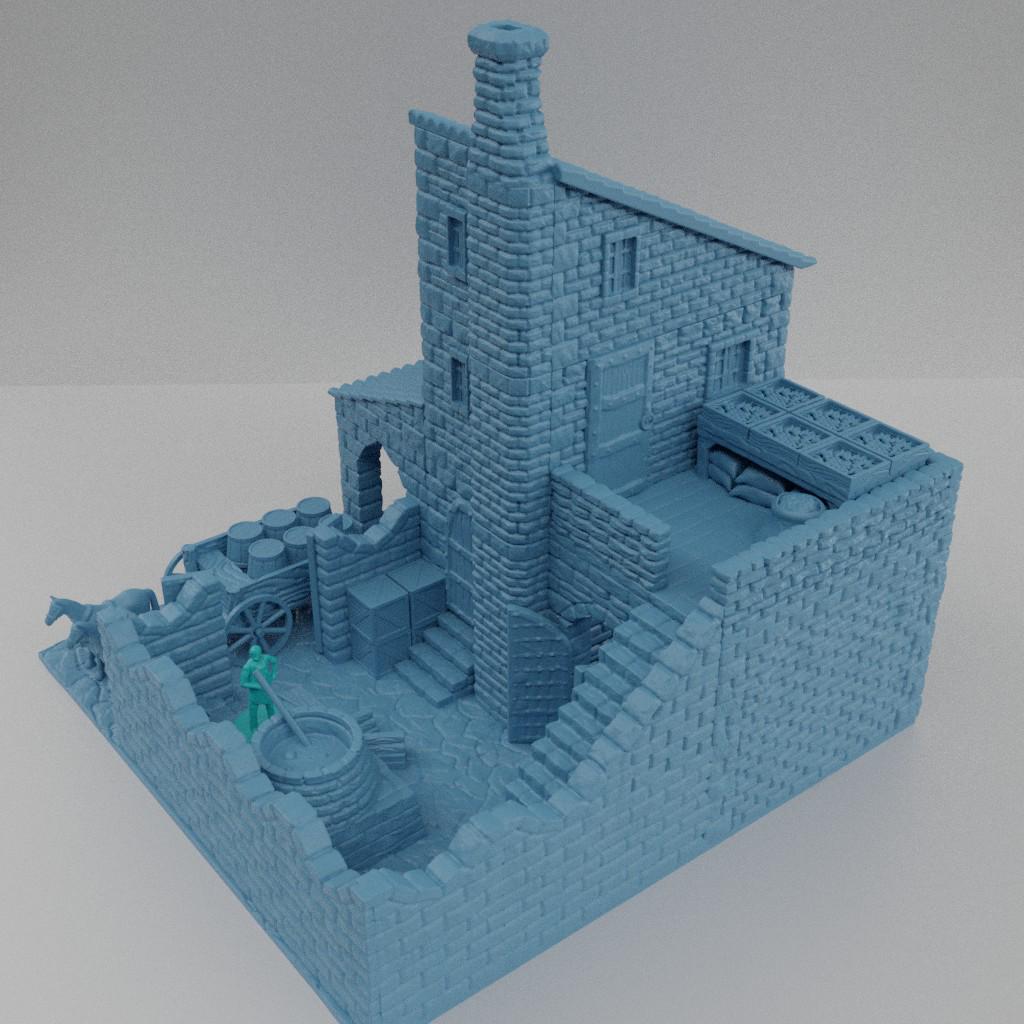 Brewery - Tabletop Terrain - 28 MM, Tabletop 3D Printed Terrain by MiniatureLand, Perfect for Wargaming and RPGs