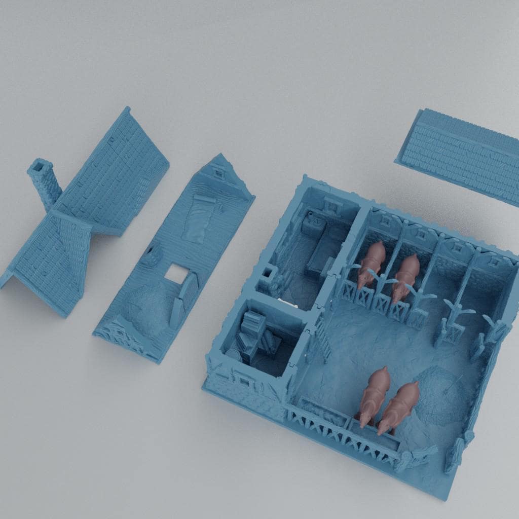 Basic Stable - Tabletop Terrain - 28 MM, Tabletop 3D Printed Terrain by MiniatureLand, Perfect for Wargaming and RPGs
