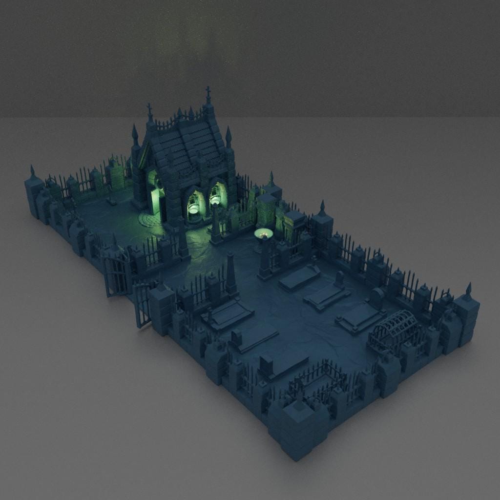 Medieval Graveyard - Tabletop Terrain - 28 MM, Tabletop 3D Printed Terrain by MiniatureLand, Perfect for Wargaming and RPGs