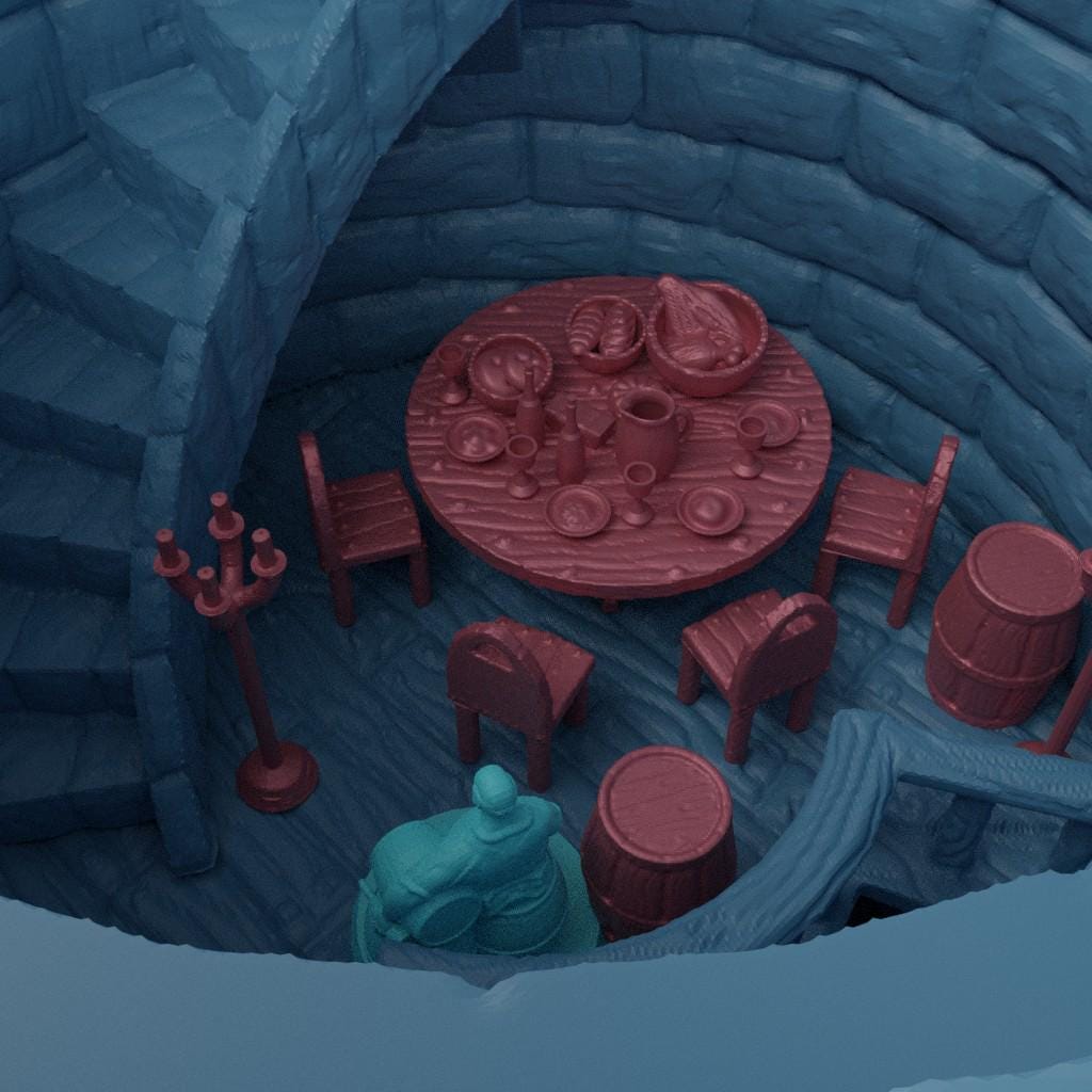 Round Tower - Tabletop Terrain - 28 MM, Tabletop 3D Printed Terrain by MiniatureLand, Perfect for Wargaming and RPGs