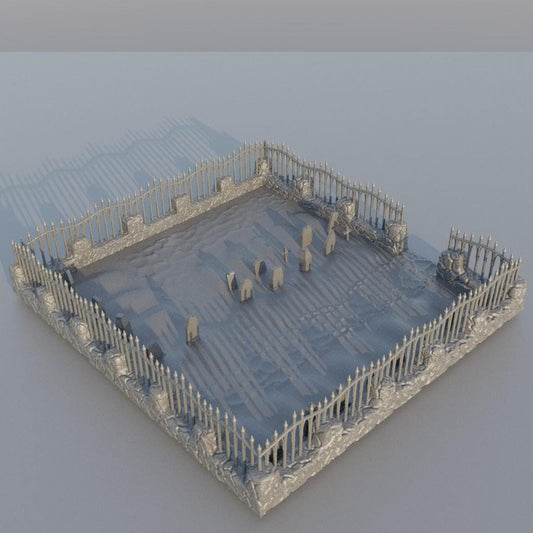 Small Graveyard - Tabletop Terrain - 28 MM, Tabletop 3D Printed Terrain by MiniatureLand, Perfect for Wargaming and RPGs