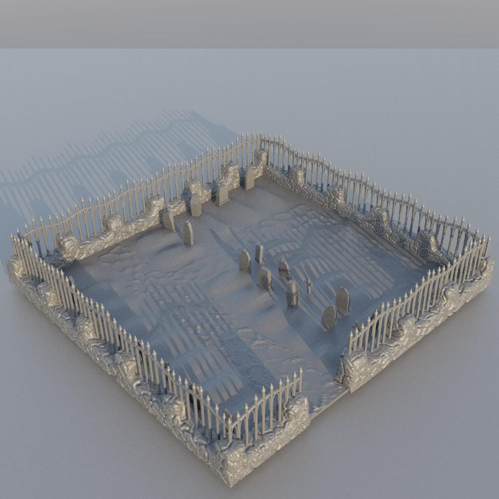 Small Graveyard - Tabletop Terrain - 28 MM, Tabletop 3D Printed Terrain by MiniatureLand, Perfect for Wargaming and RPGs
