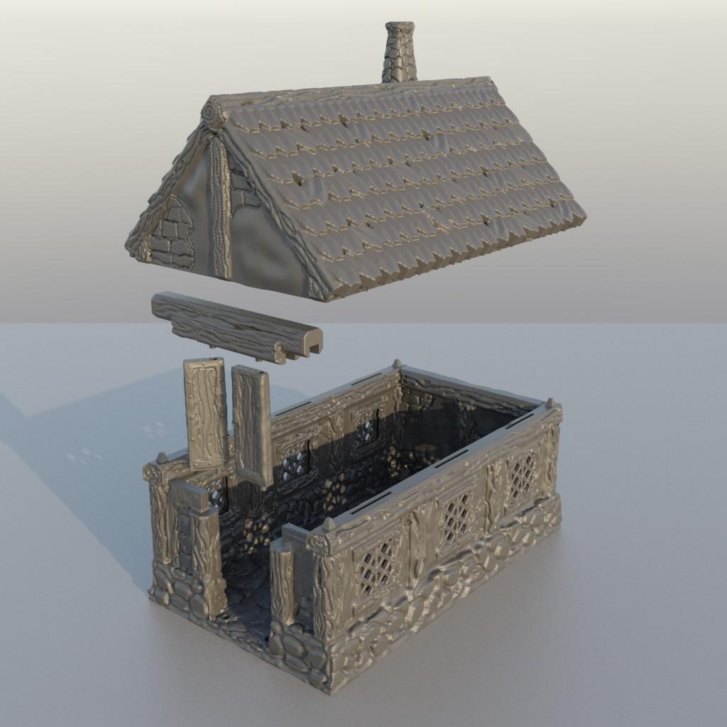 Long House - Tabletop Terrain - 28 MM, Tabletop 3D Printed Terrain by MiniatureLand, Perfect for Wargaming and RPGs