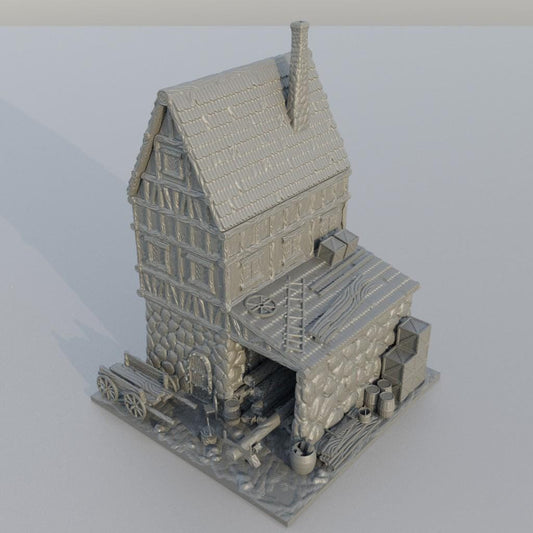 Carpenter House - Tabletop Terrain - 28 MM, Tabletop 3D Printed Terrain by MiniatureLand, Perfect for Wargaming and RPGs
