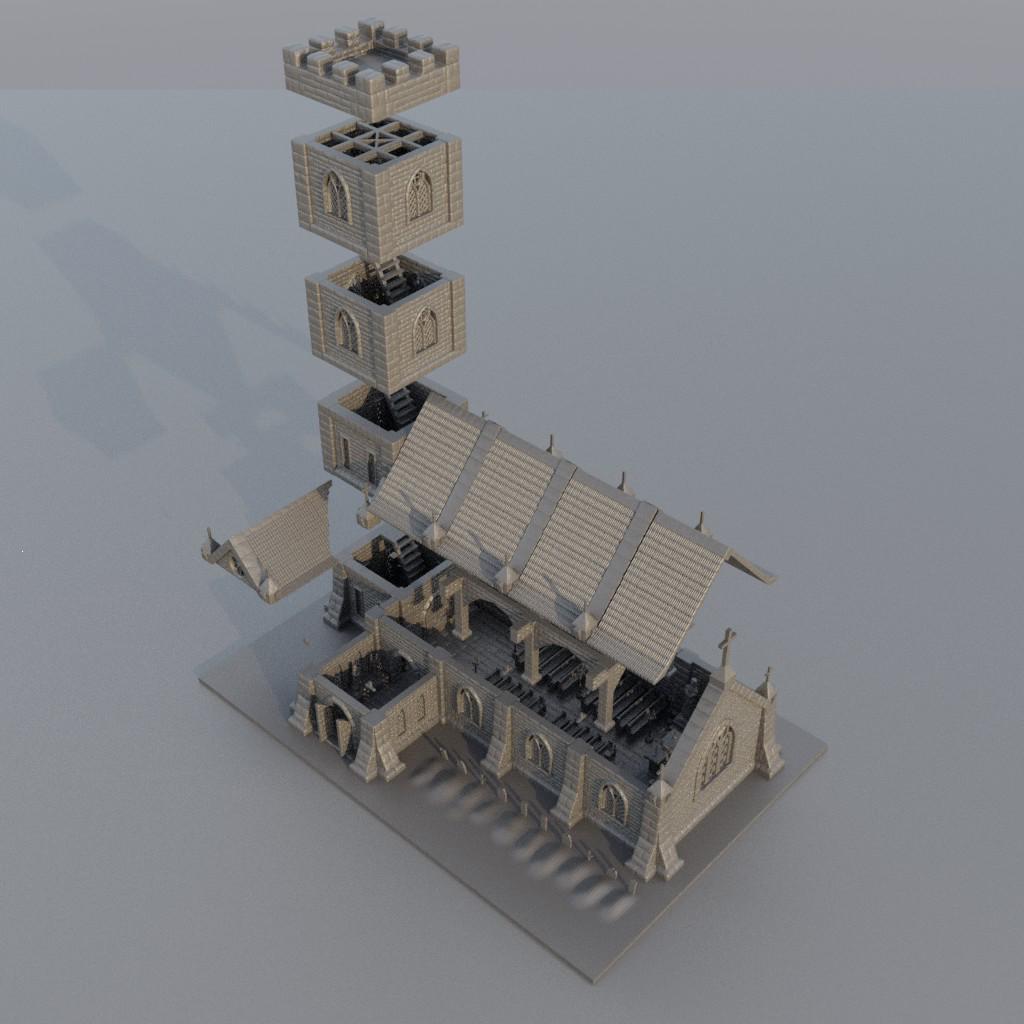 Small Church- Tabletop Terrain - 15 MM, Tabletop 3D Printed Terrain by MiniatureLand, Perfect for Wargaming and RPGs