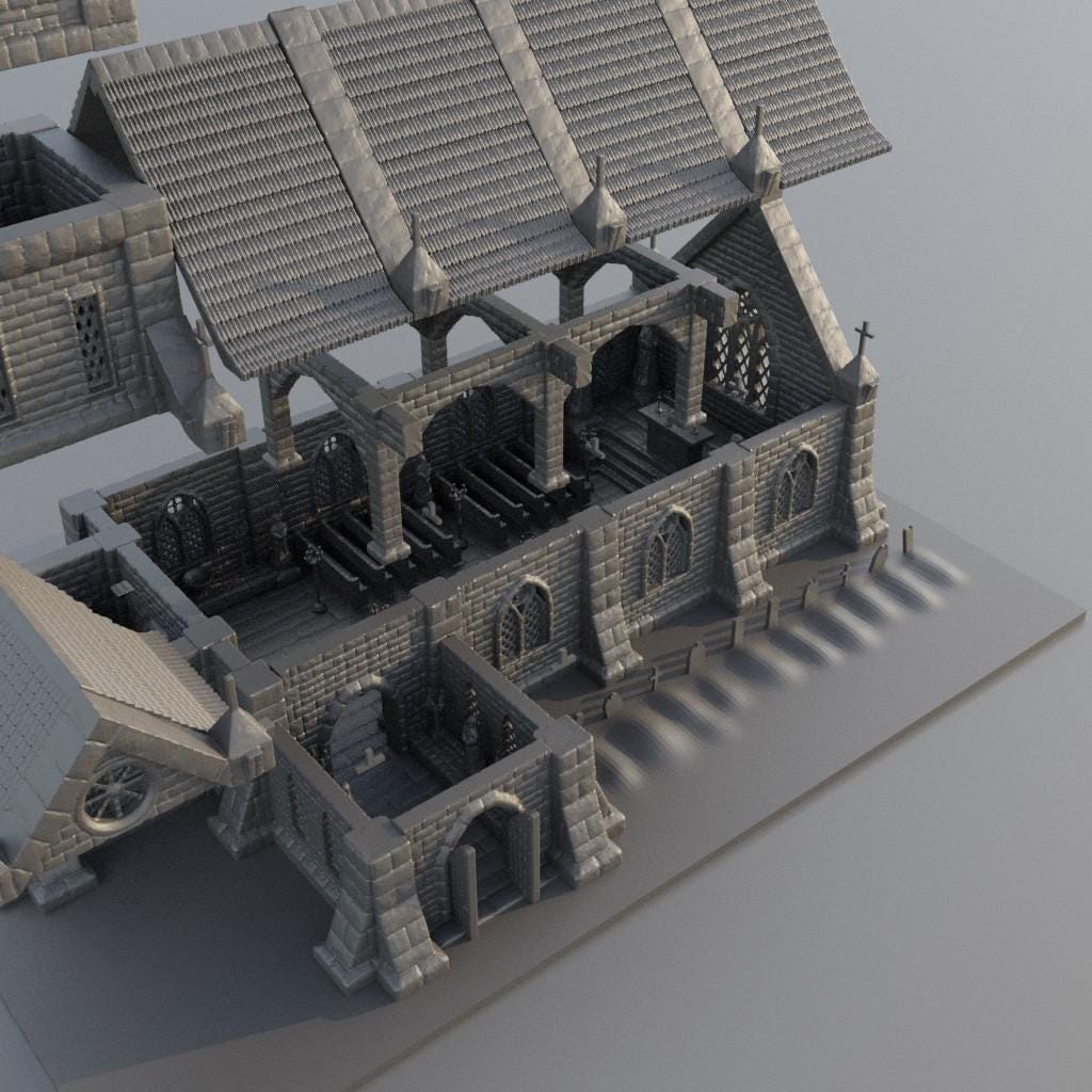 Small Church- Tabletop Terrain - 15 MM, Tabletop 3D Printed Terrain by MiniatureLand, Perfect for Wargaming and RPGs