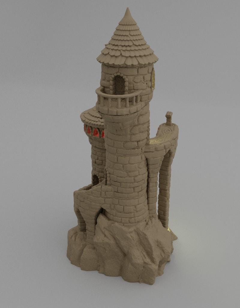 Small Magician Tower - Tabletop Terrain - 28 MM, Tabletop 3D Printed Terrain by MiniatureLand, Perfect for Wargaming and RPGs