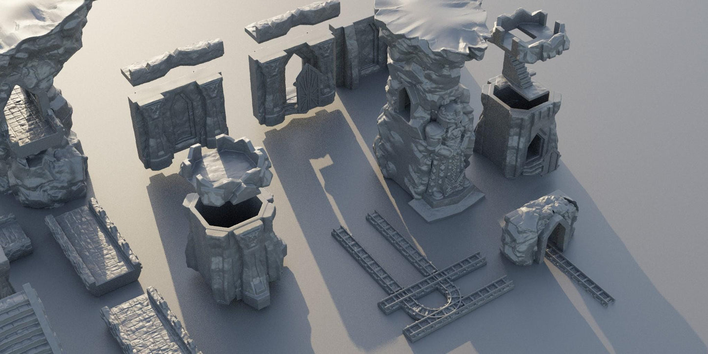 Underground Dwarf Village - Tabletop Terrain - 28 MM, Tabletop 3D Printed Terrain by MiniatureLand, Perfect for Wargaming and RPGs