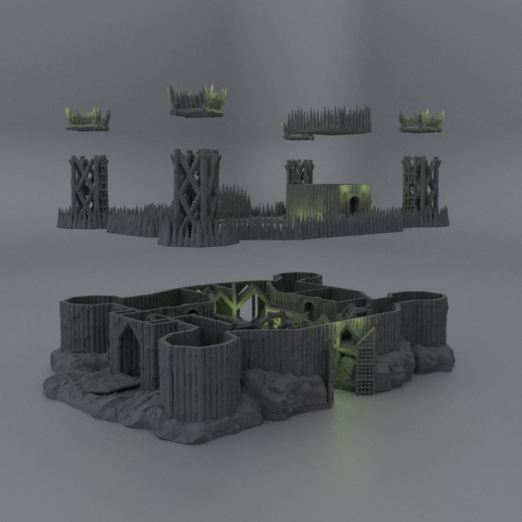 Fortified River Camp - Tabletop Terrain - 28 MM, Tabletop 3D Printed Terrain by MiniatureLand, Perfect for Wargaming and RPGs