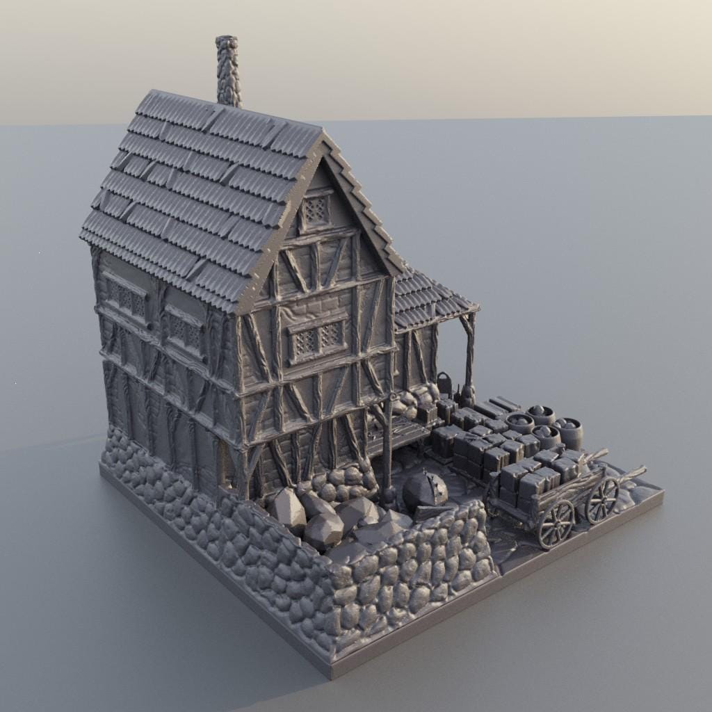 Mason House - Tabletop Terrain - 28 MM, Tabletop 3D Printed Terrain by MiniatureLand, Perfect for Wargaming and RPGs