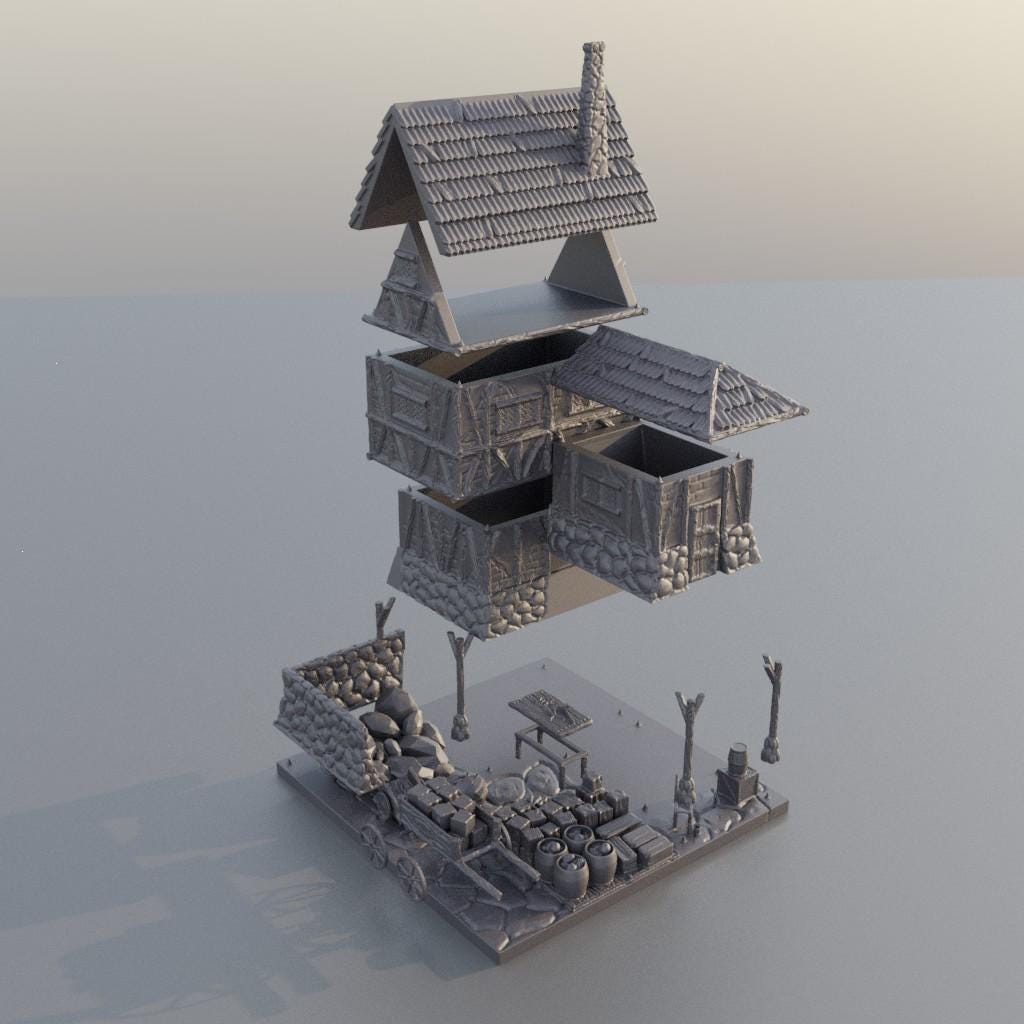 Mason House - Tabletop Terrain - 28 MM, Tabletop 3D Printed Terrain by MiniatureLand, Perfect for Wargaming and RPGs