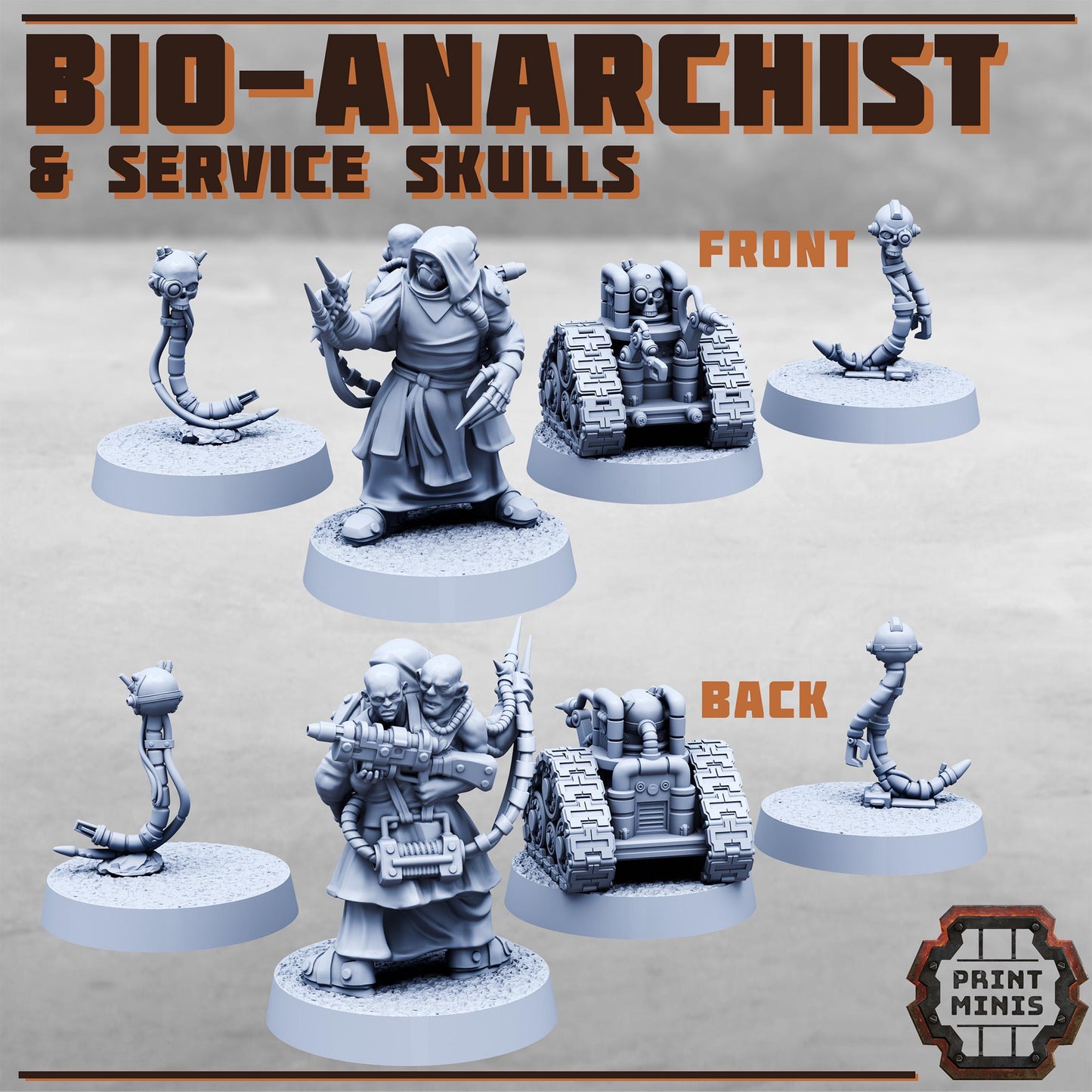Bio-Anarchist + Service Skulls -  Sci-Fi Grimdark Splicers by Print Minis