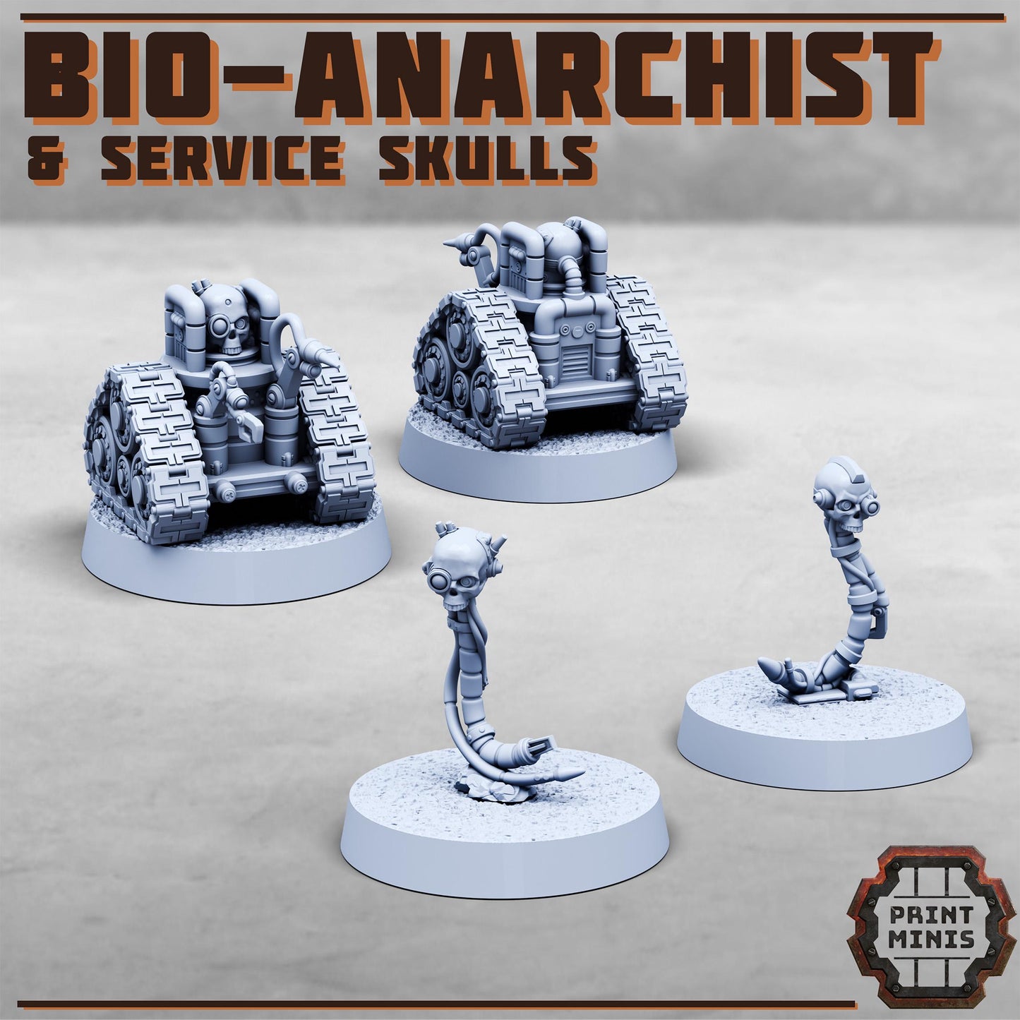 Bio-Anarchist + Service Skulls -  Sci-Fi Grimdark Splicers by Print Minis
