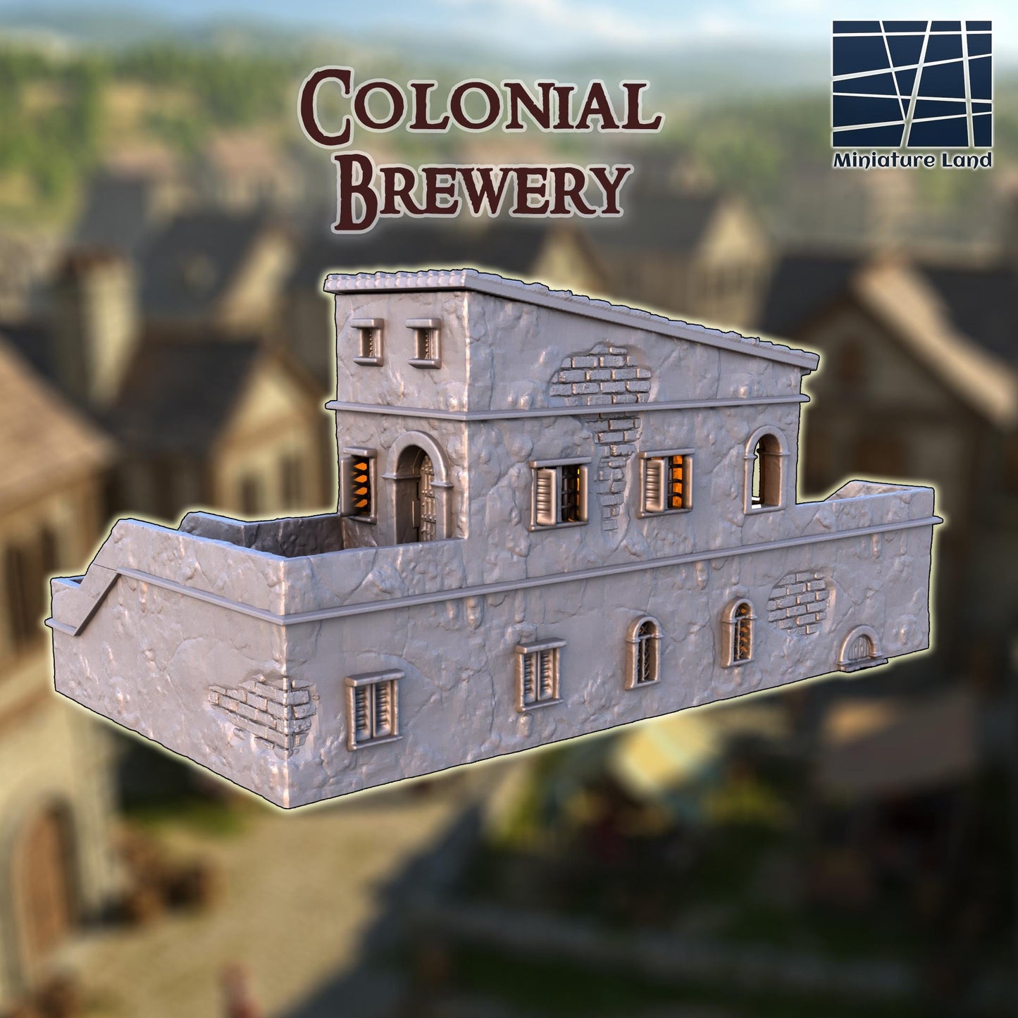 Colonial Brewery - Tabletop Terrain - 28 MM, Tabletop 3D Printed Terrain by MiniatureLand, Perfect for Wargaming and RPGs