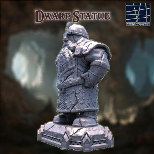 Old Dwarf Statue - Tabletop Terrain - 28 MM, Tabletop 3D Printed Terrain by MiniatureLand, Perfect for Wargaming and RPGs