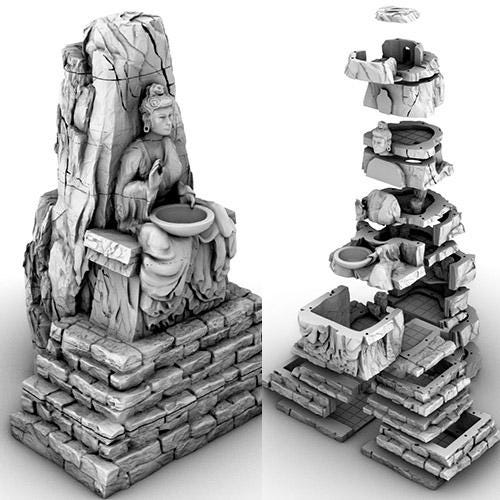 Buddha with 7 layer Dungeon - 3D Printed Tabletop Terrain, Perfect for Wargames, Role Playing Games, Tabletop Games