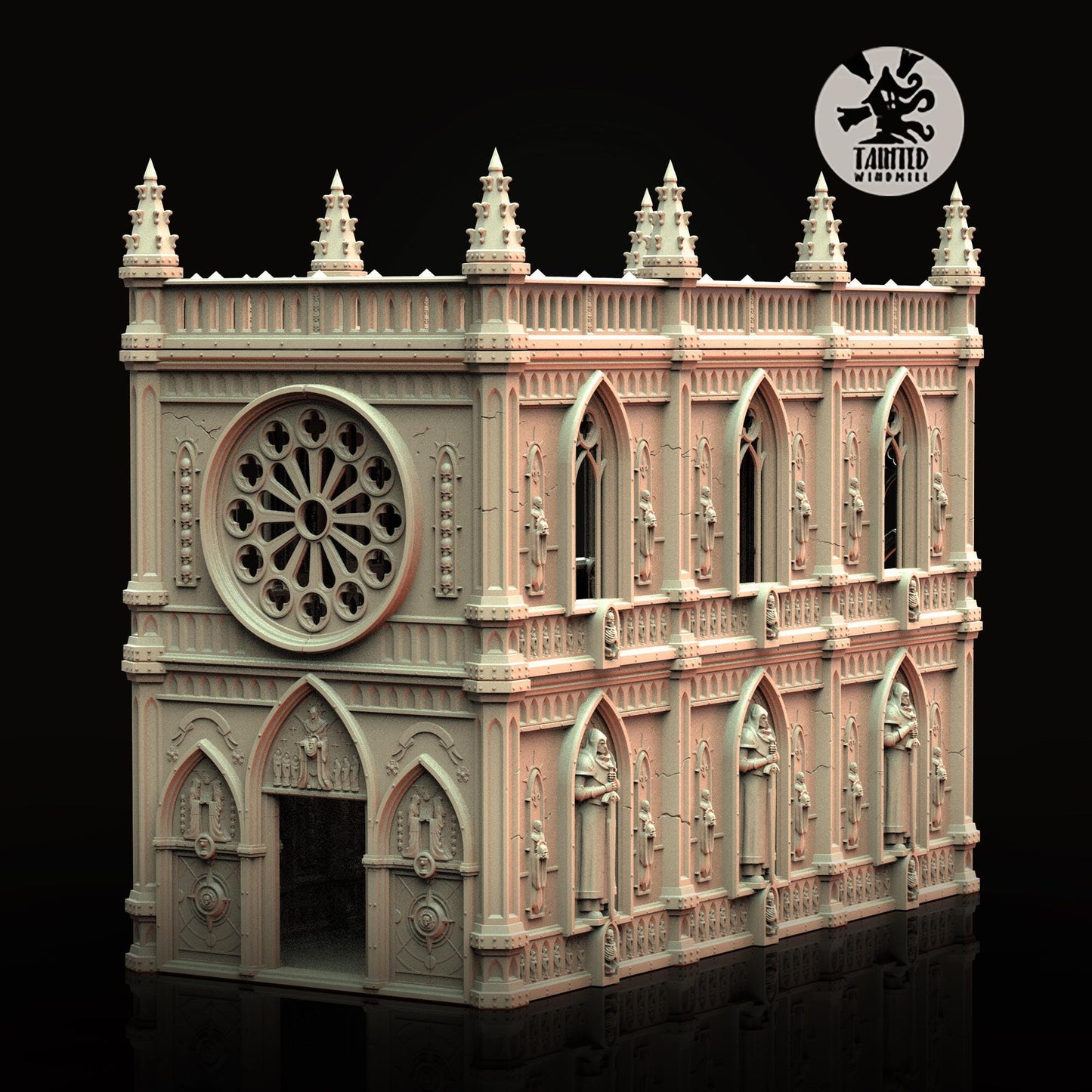 Gothic Building 1, Imperial Cathedral Terrain Sculpted by Tainted Windmill for Wargames set in the Grimdark Future