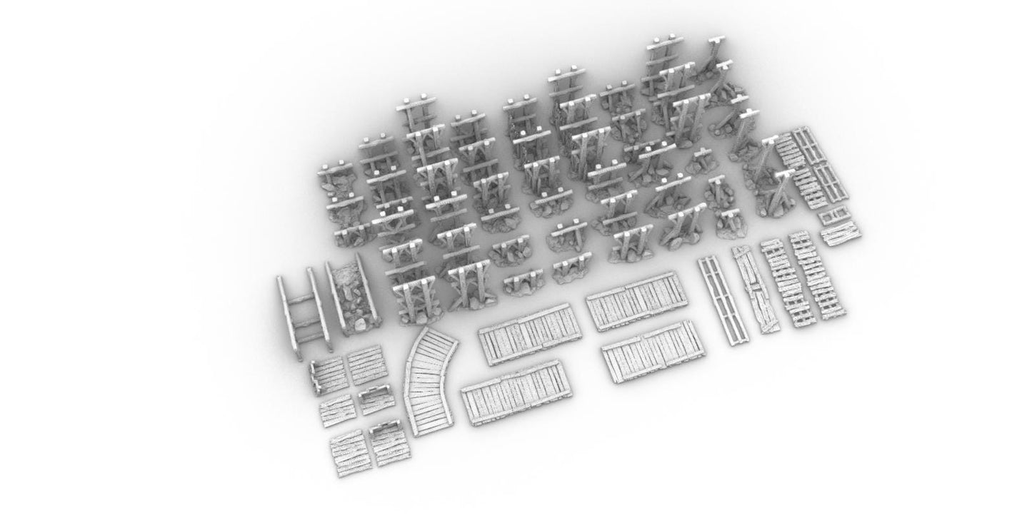 Scaffolding Super Set - 3D Printed Tabletop Terrain, Perfect for Wargames, Role Playing Games, Tabletop Games